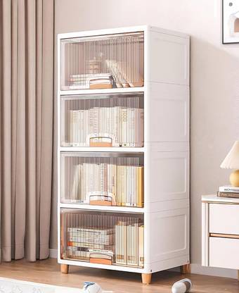 Sasimo 4-Door 4-Shelf Plastic foldable Cupboard PC Collapsible Wardrobe