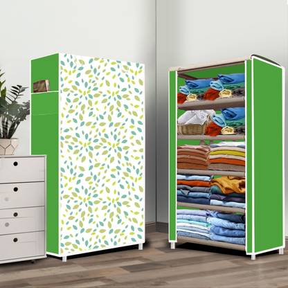 systumm 5 Layer Leaf Print PP Collapsible Wardrobe