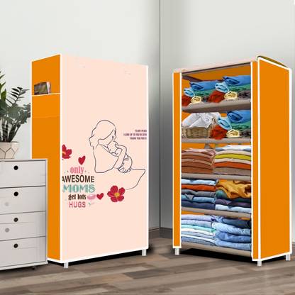 systumm 5 Layer Awesome Momes Print PP Collapsible Wardrobe