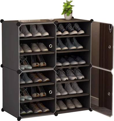 Sampri Collapsible 12 Shelf Metal Shoe Stand with Adjustable Height, Shoe Rack Plastic Shoe Rack