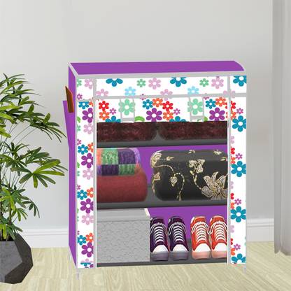 SPIRITED 1 Door 3 Shelf Fabric PP Collapsible Wardrobe