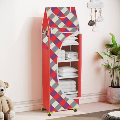 saintwod 6 Cabinet Baby Almirah, Kids Wardrobe, Folding Almirah,With Wheels Metal Almirah