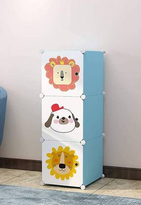 Owme 3 Door 3 Shelves Plastic Wardrobe Organizer For Clothes Storage Rack with Door PP Collapsible Wardrobe