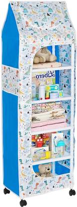 HEGZI Almirah for Clothes Cupboard Clothes Plastic Almirah, 6 Tier Foldable Wardrobe PVC Collapsible Wardrobe
