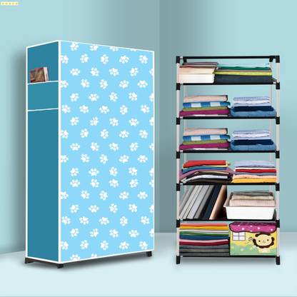 STROMMI 6 Shelf Foldable Collapsible Wardrobe Storage Organizer Almirah Cloth Rack PP Collapsible Wardrobe