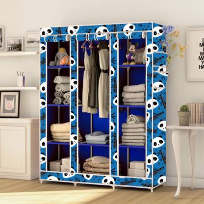 FurniGully 3 Fold 10 Rack Digital Print Carbon Steel Collapsible Wardrobe