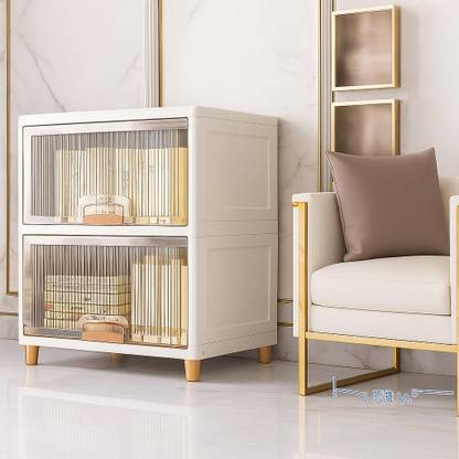 Evrum 2-Shelf Plastic Collapsible Cupboard PC Collapsible Wardrobe