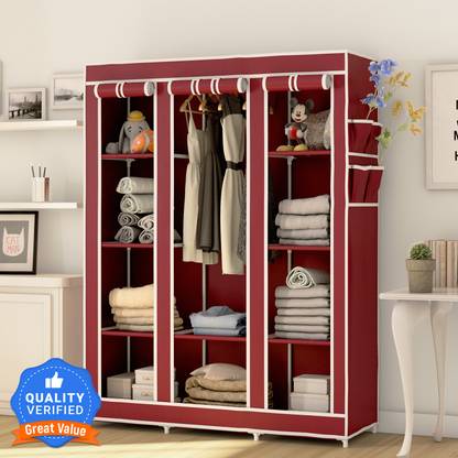 Flipkart Perfect Homes Studio 3 Door 10 Shelf PP Collapsible Wardrobe
