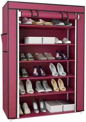 SHYAM JI 6 Shelves Shoe Stand | Collapsible Storage Shoe Stand plastic Shoe Stand Carbon Steel Collapsible Wardrobe