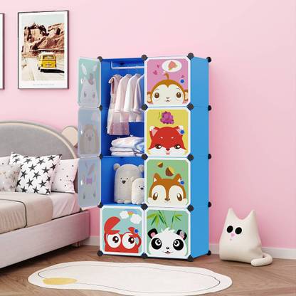 Owme 8-Door 8-Shelf Plastic kids Collapsible Cupboard PC Collapsible Wardrobe