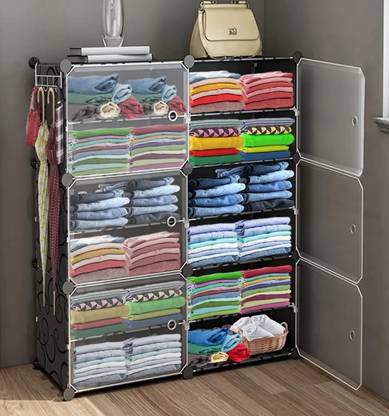 FORMONIX 6-Door 12-Shelf Plastic Collapsible Cupboard PP Collapsible Wardrobe