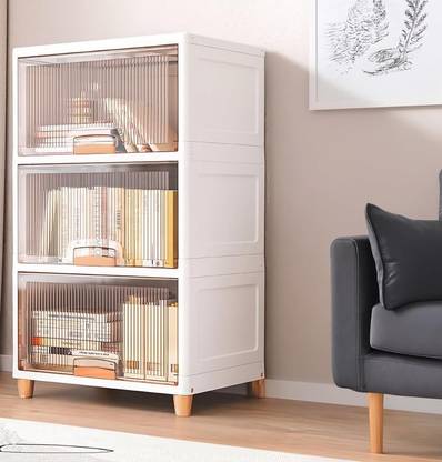 Semizoxis 3 Door 3 Shelves Plastic Collapsible Cupboard Cloth stand clothes rack PC Collapsible Wardrobe