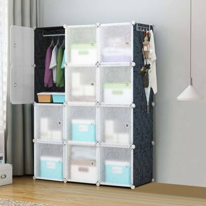 Flipkart Perfect Homes Studio 12 DOOR BLACK (T) PP Collapsible Wardrobe