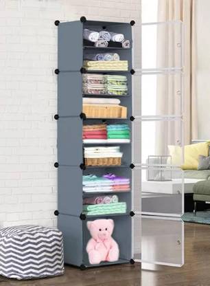 Etoly 5-Door 10-Shelf Plastic Collapsible Cupboard Cloth stand PC Collapsible Wardrobe