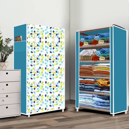 Zofiy 5 Layer Colourful Leav Print PP Collapsible Wardrobe