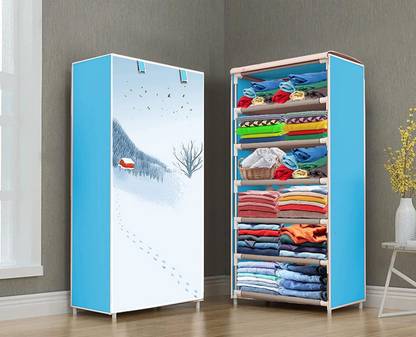 YOZO 1 Door 6 Shelf Fabric Carbon Steel PP Collapsible Wardrobe