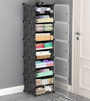 Kybero 5-Door 10-Shelf Plastic PC Collapsible Wardrobe
