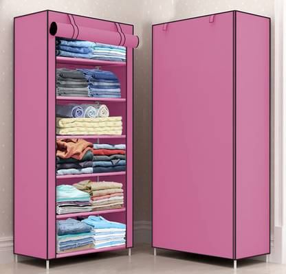 Opal 1 Door 6 Shelf Fabric Carbon Steel PP Collapsible Wardrobe
