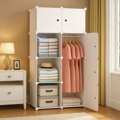 MEVIGO 8-Door 8-Shelf Plastic Collapsible Cupboard PC Collapsible Wardrobe