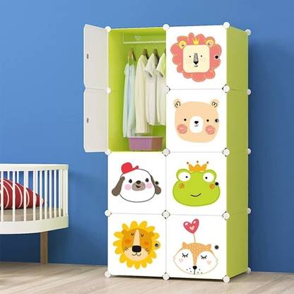 KriShyam ® 8 Door Plastic Sheet Wardrobe Storage Rack Closest Organizer for Clothes Kids PP Collapsible Wardrobe  (Finish Color - Multicolor, DIY(Do-It-Yourself))
