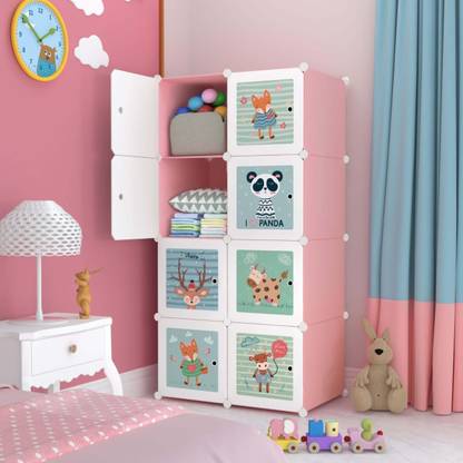 Flipkart Perfect Homes Studio 8 DOOR BABY PINK PP Collapsible Wardrobe