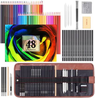 Corslet 78 Pcs Colour & Sketch Pencil Set, Color Pencils Drawing, Color Pencil, Pencil Set, Color Pencils Drawing, Color Pencil Kit, Sketching Kit for Artist Shaped Color Pencils