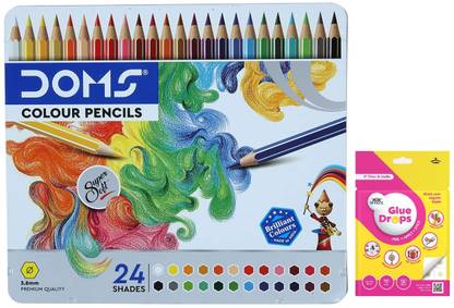 DOMS Color Pencil With Glue Drops HexaGonal Shaped Color Pencils