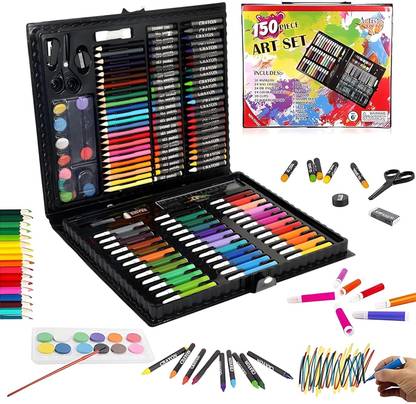 EESHA ETERNAL Art and Craft Set for Drawing and Painting with Marker, Brush, Case Round Shaped Color Pencils