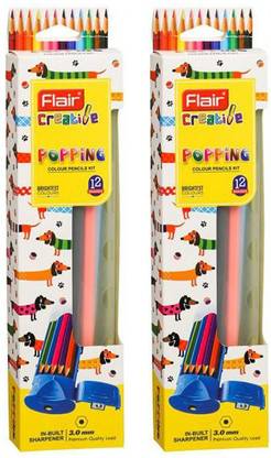 FLAIR Creative Series 12 Shades Popping Hexagonal Shaped Color Pencils