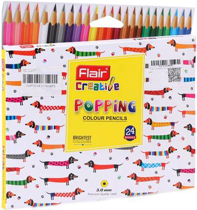 FLAIR Creative Series 24 Shades Hexagonal Popping Color Pencils Kit Hexagonal Shaped Color Pencils