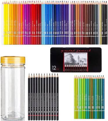 Corslet 84 Color & Sketch Pencil Set Oil Based Pencils Set for Adults, Artists, Sketcher Pencil Set, Color Pencils Drawing, Color Pencil Kit, Sketching Kit for Artist Shaped Color Pencils