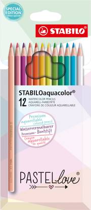 Stabilo Aquarellable Coloured Pencil | STABILOaquacolor | Pastellove Set | Pack of 12 Hexagonal Shaped Color Pencils