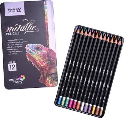 BRuSTRO Metallic 3.3mm hexagonal Shaped Color Pencils