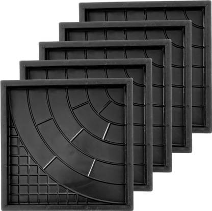 Reyal Plastic Curve Brick 12" x 12" Chequered Paver Block Mold (Pack of 5) Column Cap & Base