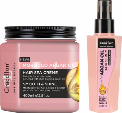 Gracellon Morocco Argan Oil Hair Spa + Hair Serum | Smooth & Shine