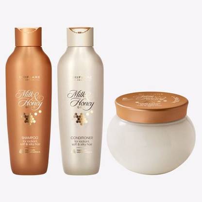 Oriflame MILK & HONEY GOLD Shampoo for Radiant, Soft & Silky Hair 250 ml with Conditioner 250 ml with Hair Mask 250 ml