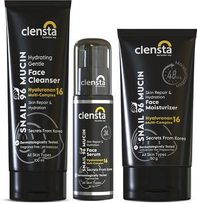Clensta SNAIL MUCIN (FACE WASH + MOISTURIZER + FACE SERUM)