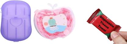 Parulenter 2 Box Hand Washing Cleaning Paper Soap Flakes with 1 Disposble Tissue Towel