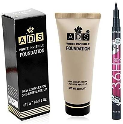 Trendy styler Matte Waterproof White invisible Foundation With 36h black waterproof Eyeliner