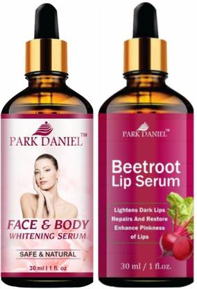 PARK DANIEL Face & Body Whitening Serum & Beetroot Lip Serum (Inhance Pinkness of Lips) - Combo Pack (Each, 30ml)