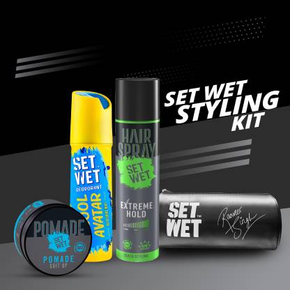 SET WET Men's Styling Kit Deodorant Spray  -  For Men