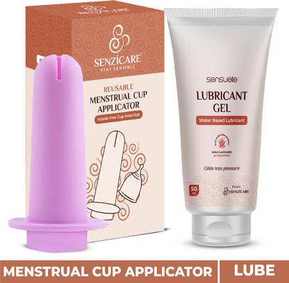 Senzicare Reusable Menstrual Cup Applicator with Lubricant Gel for Women | For Easy Insertion of Menstrual Cups