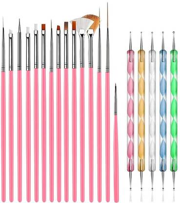 MISTY ALLE 20 PCS NAIL ART BRUSHES WITH DOTING PEN