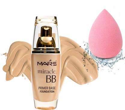 MARS Miracle BB Primer Base Foundation & Sponge Beauty Blender Puff