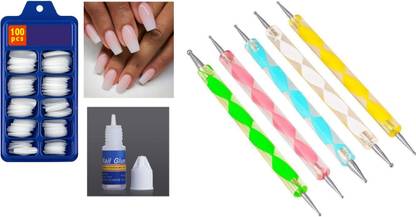 MISTY ALLE TWO WAY 5 NAIL DOTTING PEN WITH FALSE NAILS WITH GLUE
