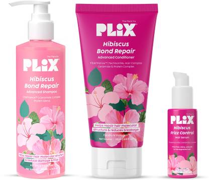 The Plant Fix Plix Hibiscus Frizz Control Hair Serum 50ml + Shampoo 200ml + Conditioner 175ml