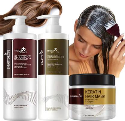 smartdrops Shampoo Conditioner Keratin Mask Combo for Hair Strength & Shine