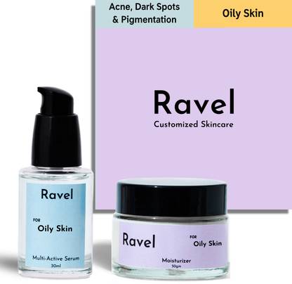 Ravel Skincare Kit for Oily Skin, Reduces Dark Spots, Acne & Pimples-Serum & Moisturizer