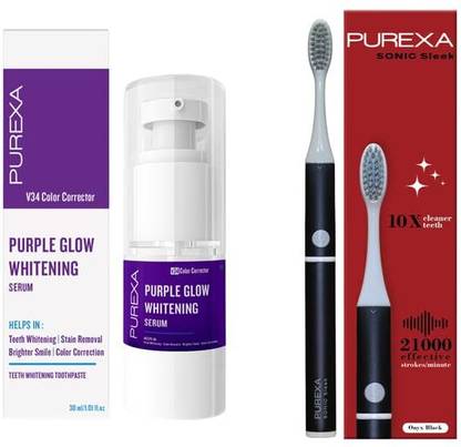 PUREXA Electric Toothbrush & Purple Teeth Whitening Toothpaste
