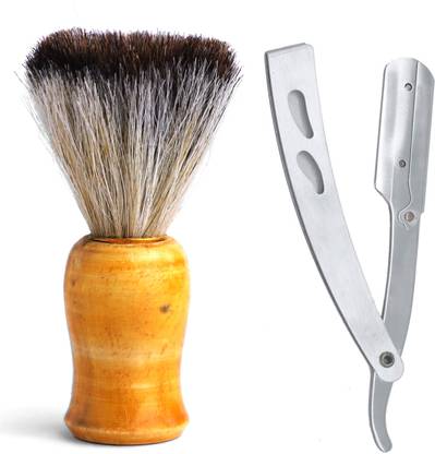 Xester Men's Shaving Kit = Barber Folding Razor With Shaving Brush For Men